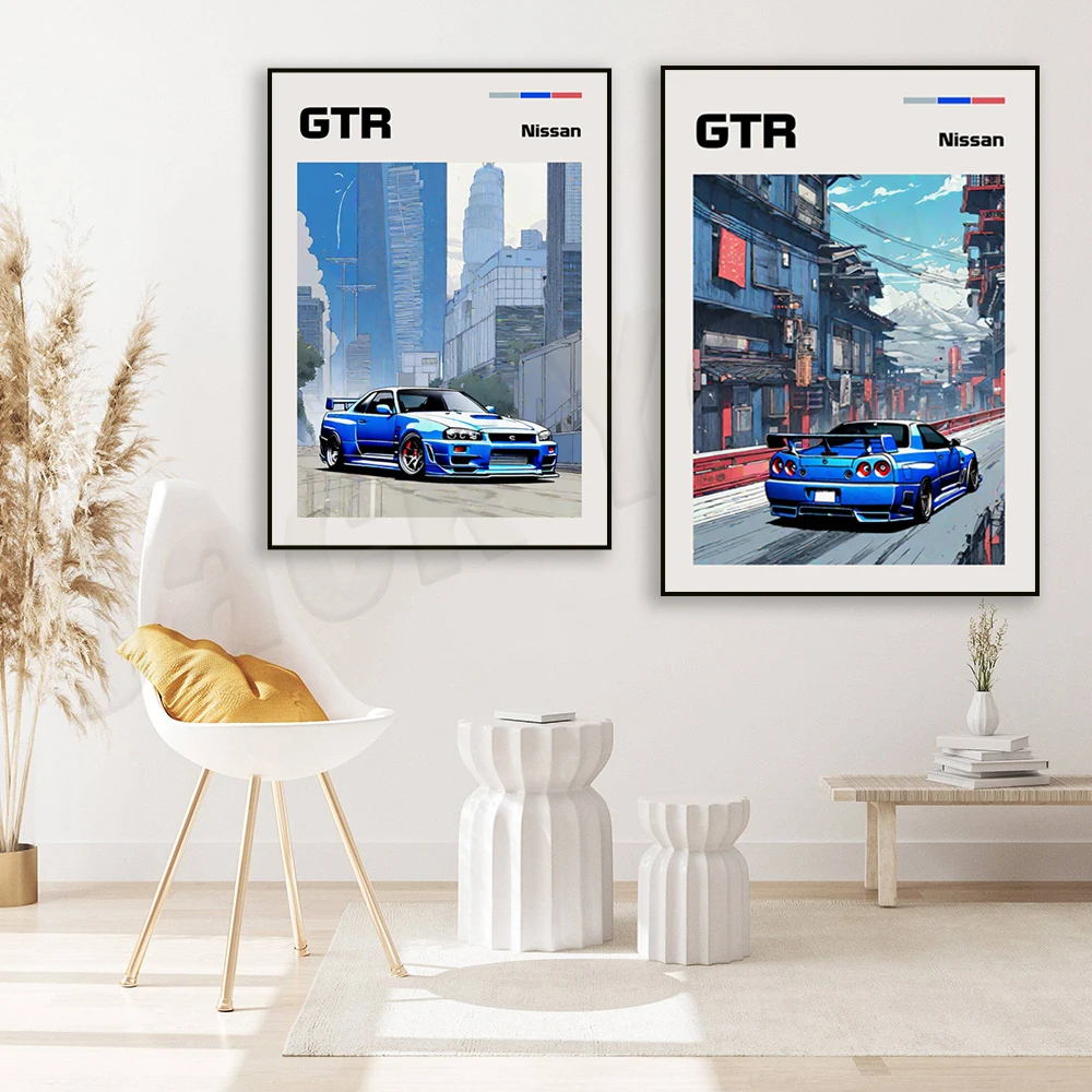 Nissan Gtr posters and prints handsome cars canvas paintings modern art wall art pictures home bar room decoration