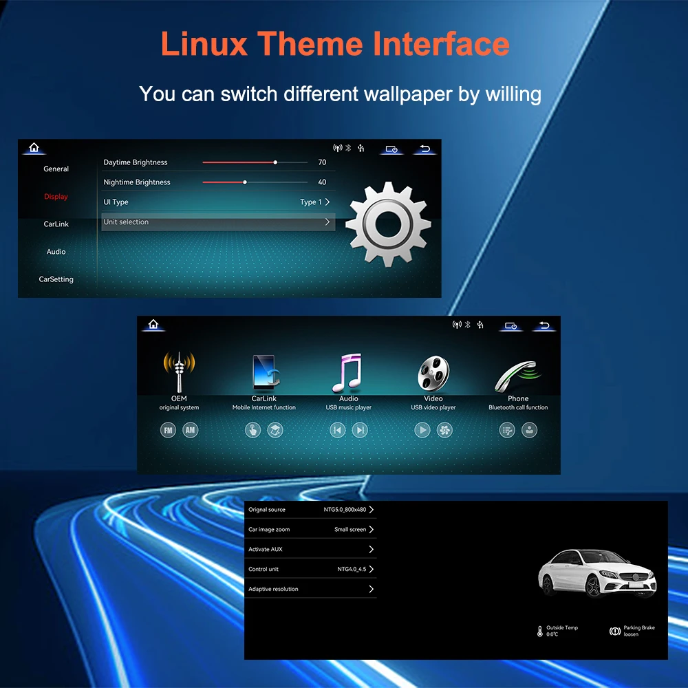 Car Multimedia system Bonroad 12,3 inches 2400*900 Android Auto thread Carplay Linux for Mercedes Benz C class W204 2011-2014 system NTG4.5