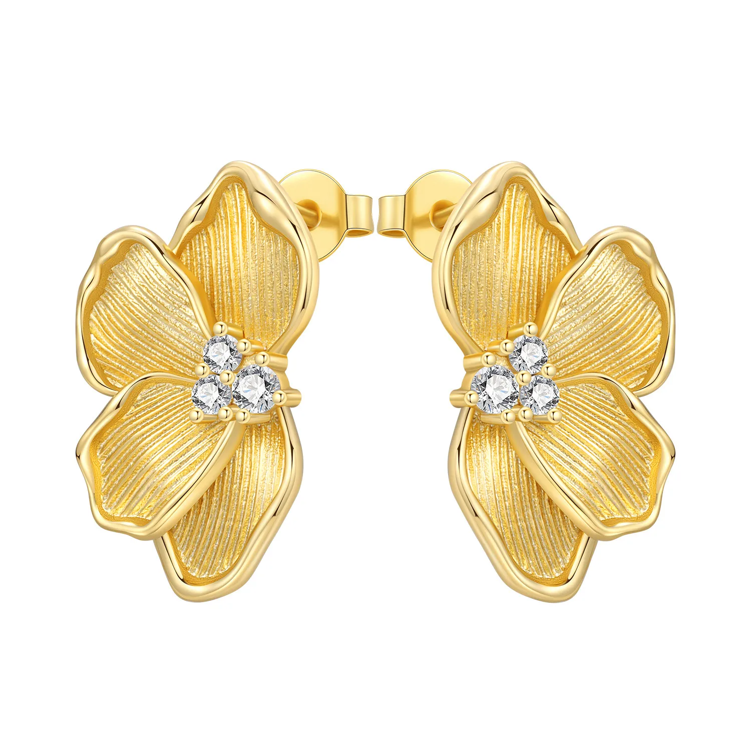MISEFF S925 Sterling Silver Earring Elegant Petals Ear Stud Earring Original Versatile Fashion Jewelry Birthday Gift