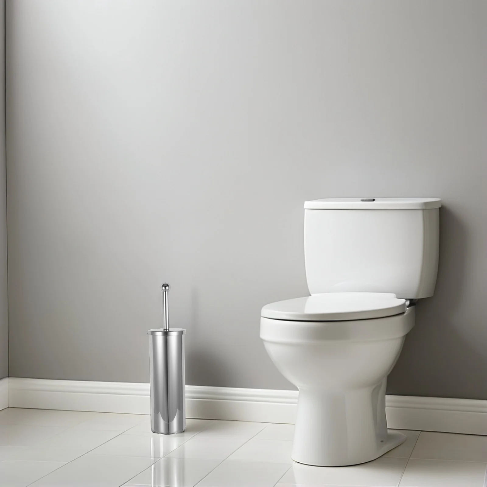 

1 Set Stainless Steel Toilet Brush Holder Long Handle Wall Mounted Bathroom Cleaning Brush For Deep Corner Scrubbing Toilet