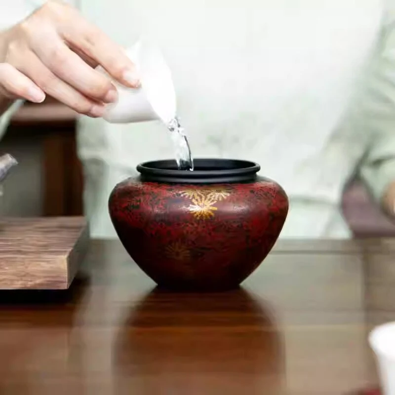 Exquisiter rotgoldener, rostbemalter Lack aus altem Eisen Jianshui Mini-Teetasse zum Waschen von Teerückständen, Chaxi-Teeset-Zubehör