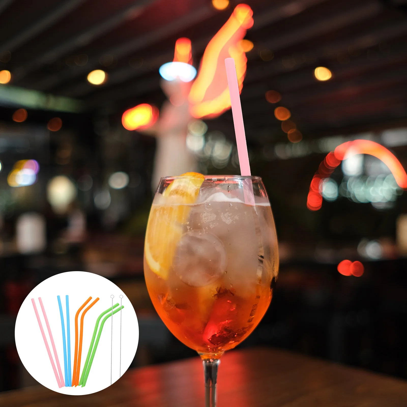 

1Set Silicone Drinking Straws Reusable Flexible for Tumbler Cups Hot Cold Drinks with Nylon Cleaning Brush Reusable Straws