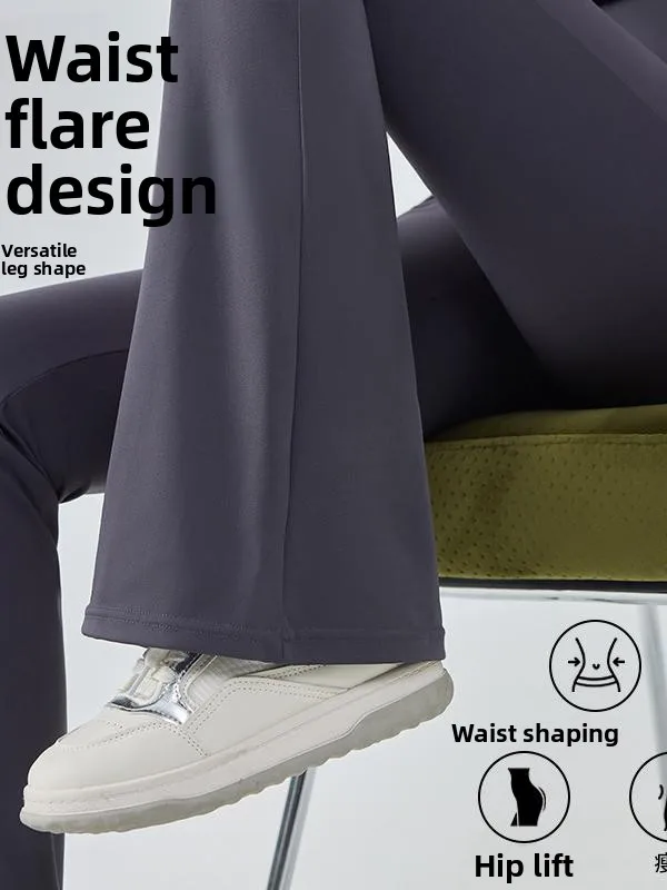 

High Waist Yoga Pants Women's Thin Wide Leg Bell Bot Slimming Tight Leggings Base Layer Pants Long Pants Polyester Fiber