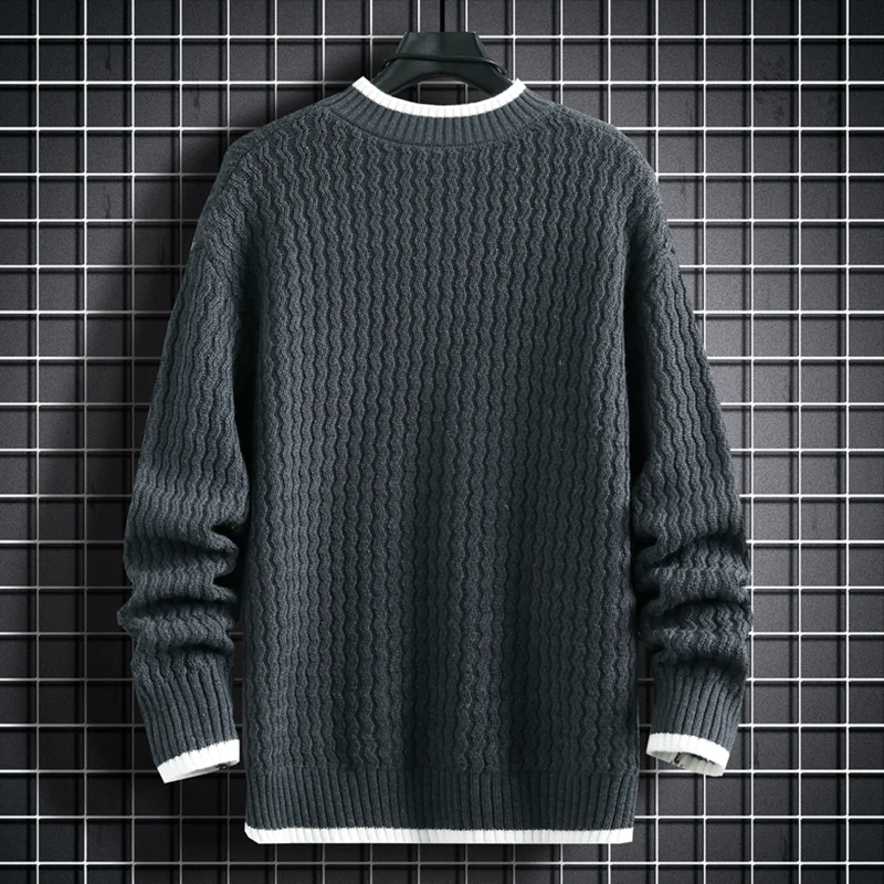 Fashion Sweater Men\'s Knitted Stripe Pattern Pullover O-Neck Winter Sweaters