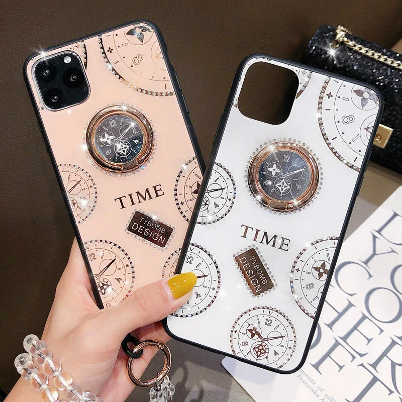 Capa de telefone de relógio de diamante, capa de luxo para iPhone 14, 13, 12, 11 Pro Max, X, XR, XS, 7, 8 Plus, SE 2020, 2022