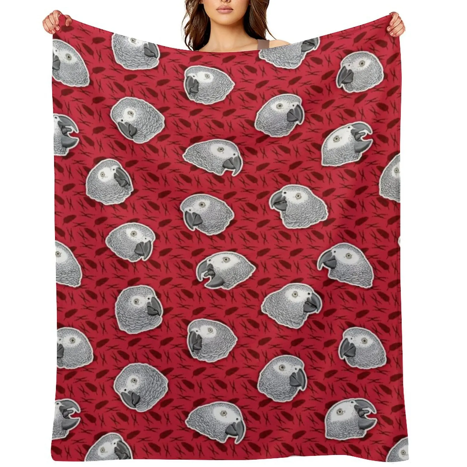 

African Grey Parrots Pattern (Red) Throw Blanket cosplay anime heavy to sleep Weighted warm winter Blankets