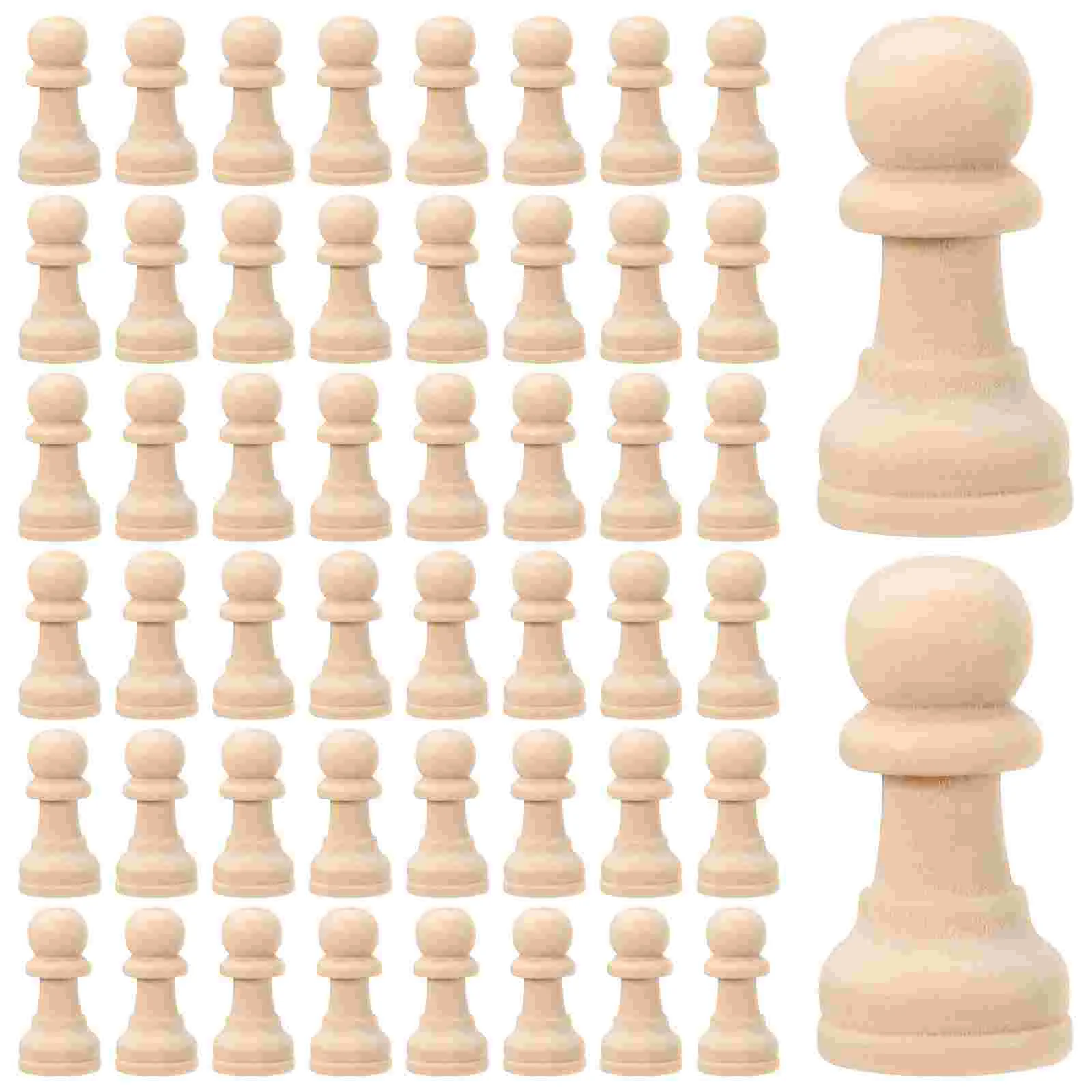 

50 Pcs Unfinished Wooden Chess Pieces Lotus Tree Material Handmade Child Game Craft Blank Wood Set Intelligence Toy