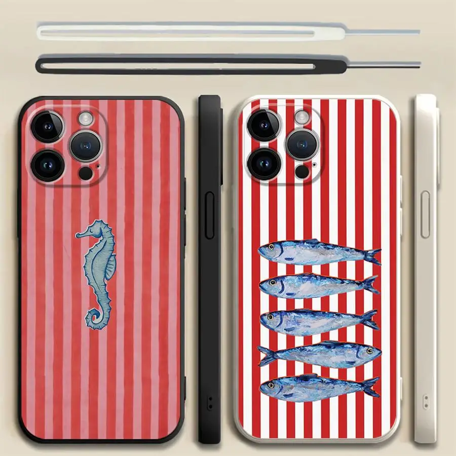 

Чехол для iPhone XR 11 12 13 Pro Max XS 16e 7 8 16 14 15 Plus Мягкий чехол Marinc Life Crabs Lobsters Cool