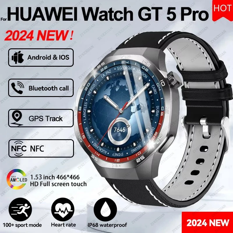 Новинка для HUAWEI Watch GT 5 Pro спортивные Смарт-часы мужские GPS трек компас высотомер водонепроницаемые Bluetooth звонки умный Браслет