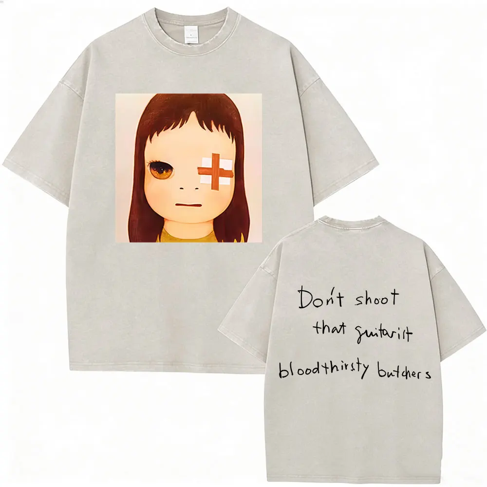 

Washed Vintage Yoshitomo Nara Graphic T Shirts Men Women Clothing Gothic Rock Oversized T-shirt Male Fashion Japanese Streetwear