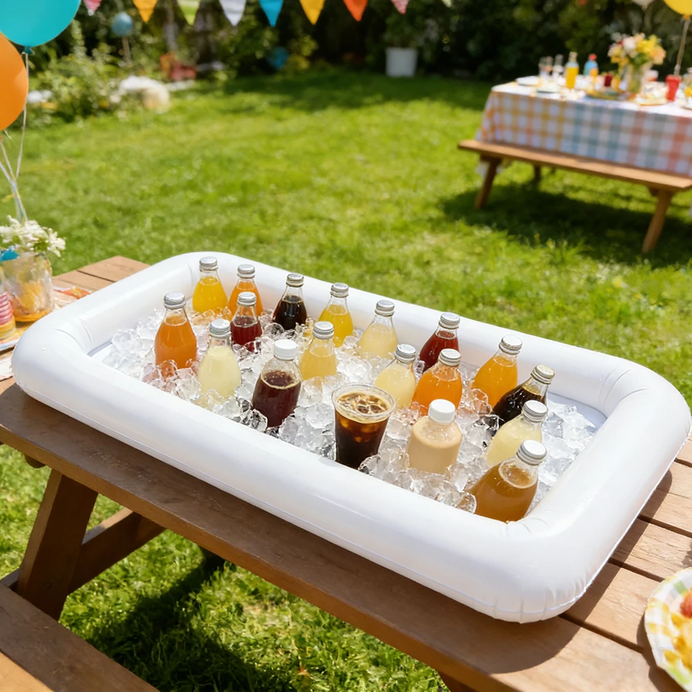 Barra de Hielo Inflable de PVC, 1 Pieza, Contenedor Refrigerante, Ideal para Bebidas y Aperitivos, Perfecto para Fiestas Acuáticas de Verano en la Playa