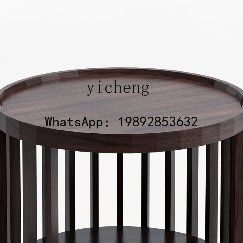 W8-  New Chinese Style Solid Wood Corner Table Modern Chinese Style Sofa Round Side Table Model Home Furniture