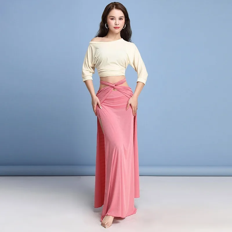 Women Sexy Belly Dance Costume Top Skirt Girl Oriental Dance Clothing Practice Training Suit Stage Performance Two-Piece