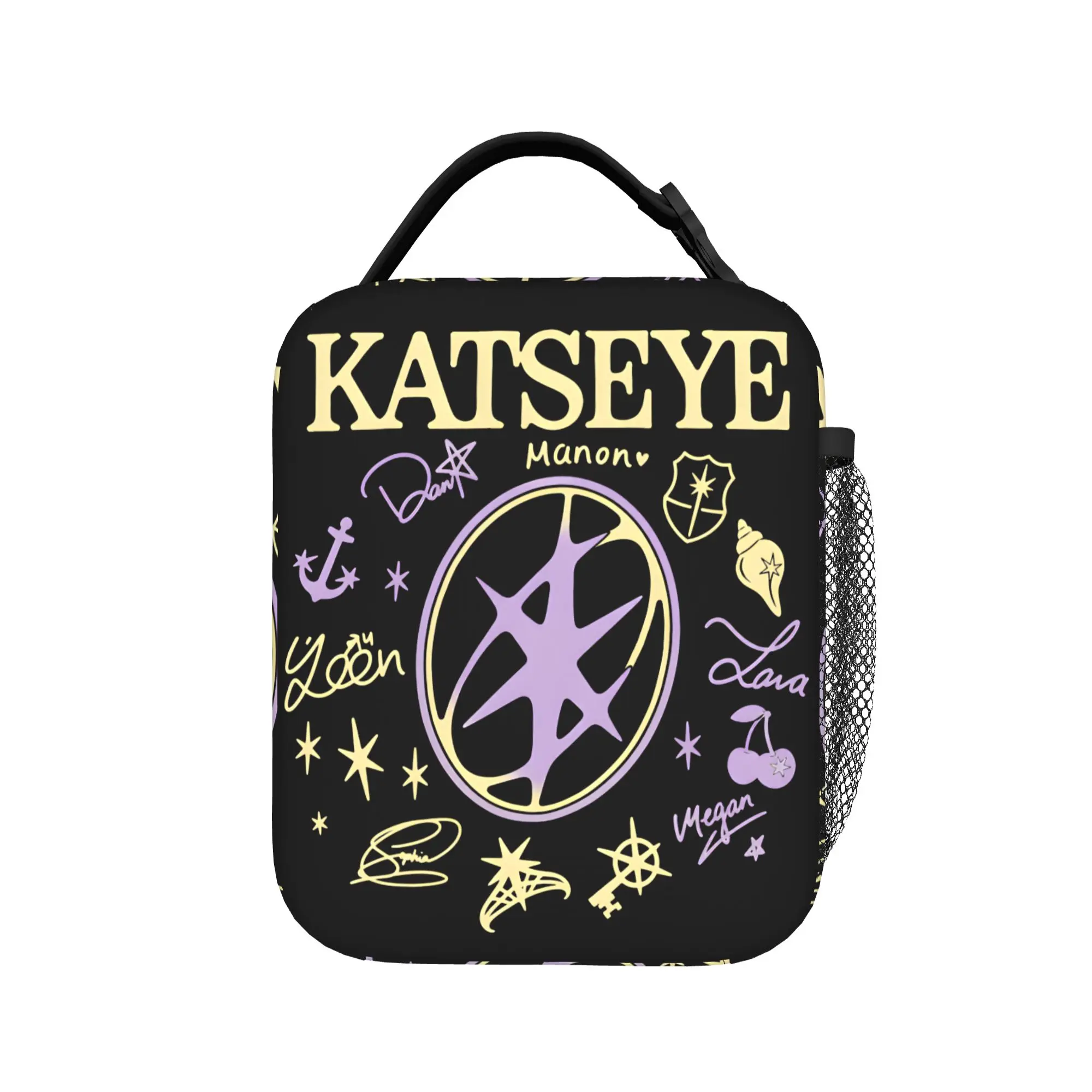 Katseye Group Member Signatures Lunch Bag For Women  Print Lunch Box Casual Office Cooler Bag Convenient Thermal Tote Handbags