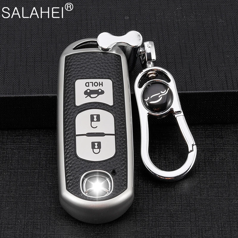 Leather Car Remote Key Case Cover Shell For Mazda 2 3 5 6 BL BM GJ Atenza Axela Demio CX-3 CX3 CX-5 CX5 CX7 CX-9 CX8 Keychain