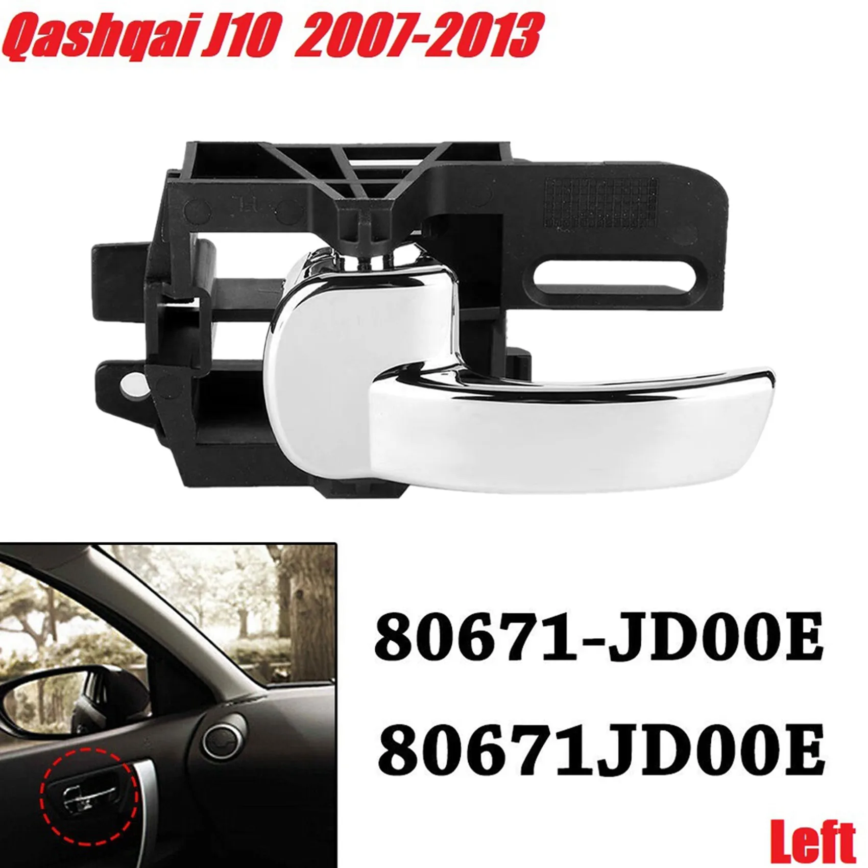 2X Interior Inner Door Handle Front Rear Left For Nissan Qashqai J10 2007-2013 80671JD00E
