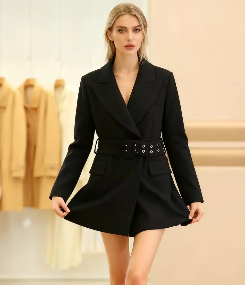 Płaszcze z mieszanki wełny Damski płaszcz wełniany Brązowy Damski Jesienny Wełniany płaszcz z efektem wełny Berberyjski patchwork Zapinany na guziki Krótki Bufiaste rękawy Study Urban Chic