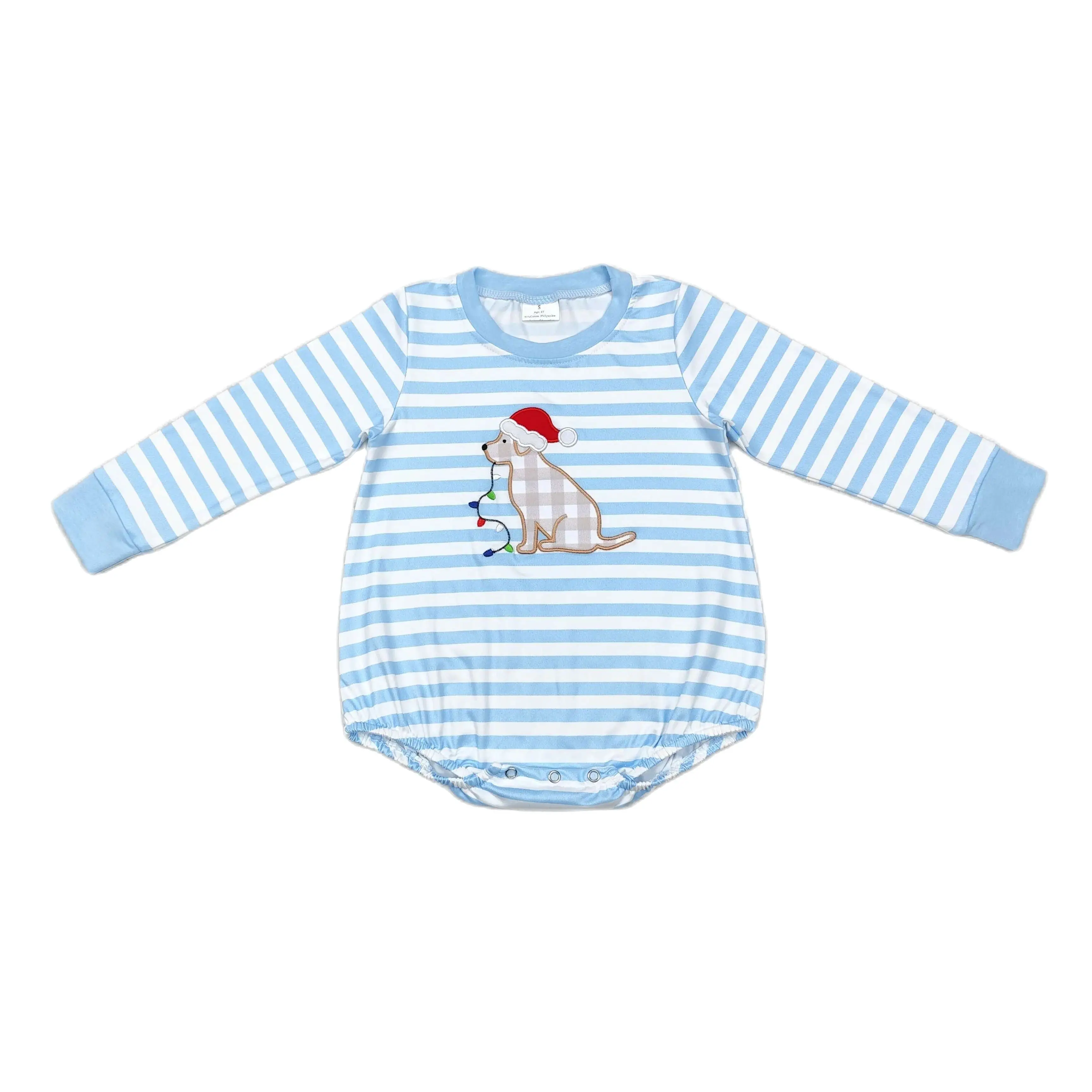 Wholesale Baby Boy Newborn One Piece Toddler Embroidery Dog Romper Kids Children Long Sleeves Bubble Infant Christmas Jumpsuit