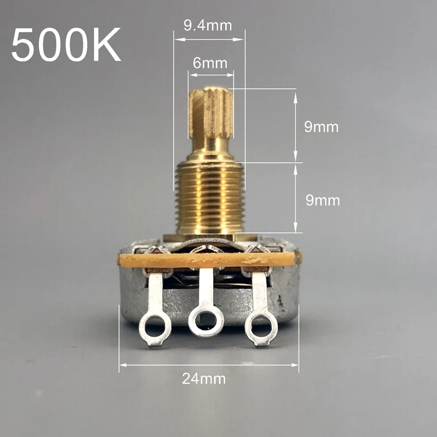 Potenciômetro da guitarra do eixo de bronze, baixo torque, baixo ruído, sensação suave, CTS genuíno, A500K, A250K, B250K