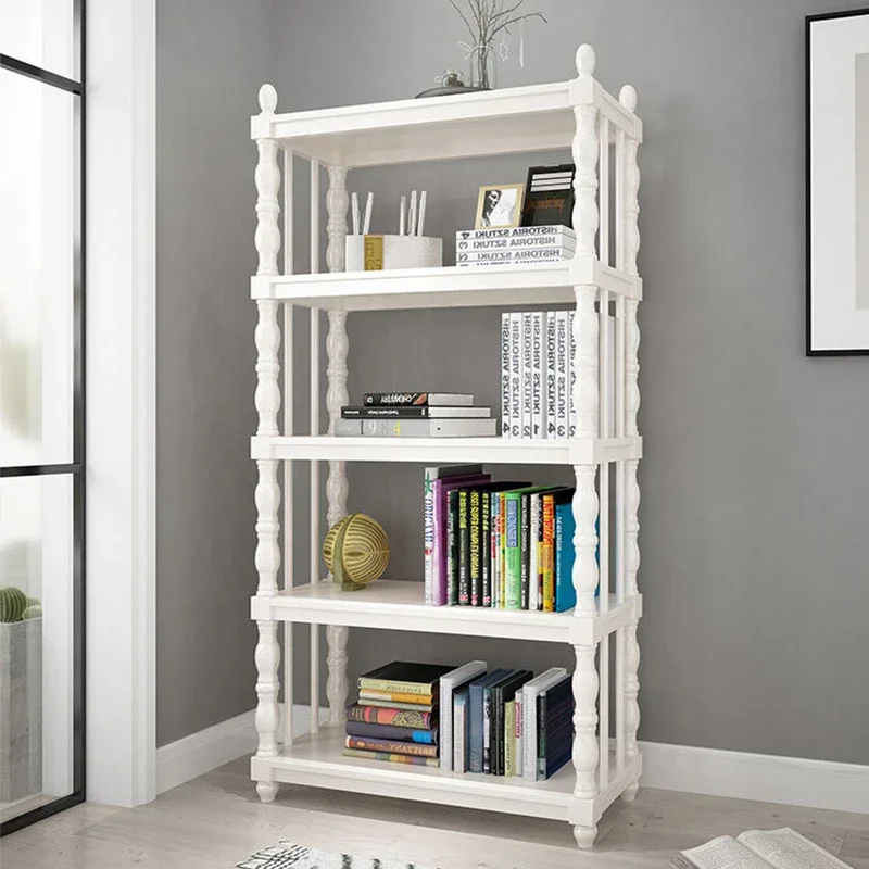 Semplice libreria in legno massello Mensola da pavimento per la casa Soggiorno ad angolo piccolo espositore Camera da letto portaoggetti multistrato