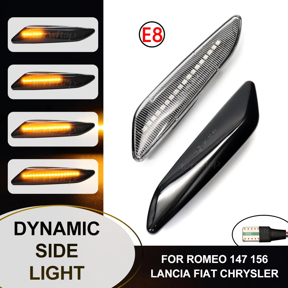 Dynamic LED Side Lights Turn Signal Side Repeater Lamp For Fiat Tipo Egea Alfa Romeo 156 147 Chrysler Ypsilon III Lancia Delta