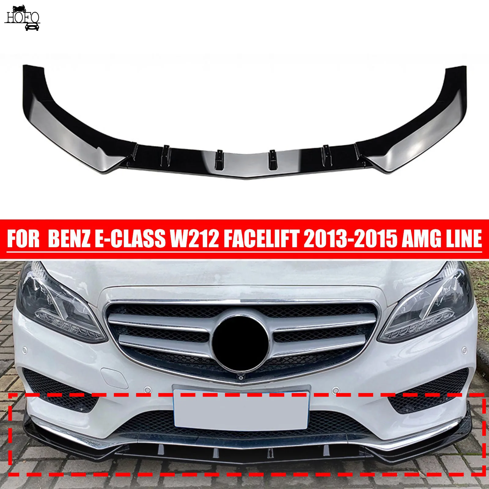 

Car Front Bumper Spoiler Lip Splitter Lower Body Kit For Mercedes Benz E Class W212 S212 Sport E250 E350 E400 E550 2013-2015