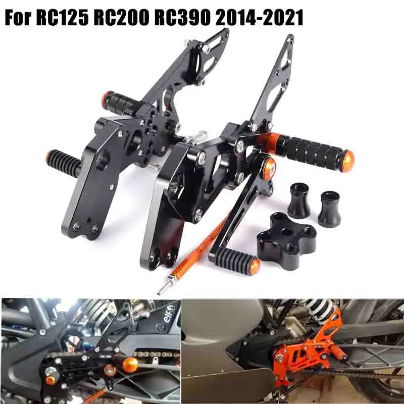 For KT-M RC125 RC200 RC390 2014 2015 2016 2017 2018 2019 2020 2021 Rest Pegs Adjustable Rearset Footrests RC 200 390 125