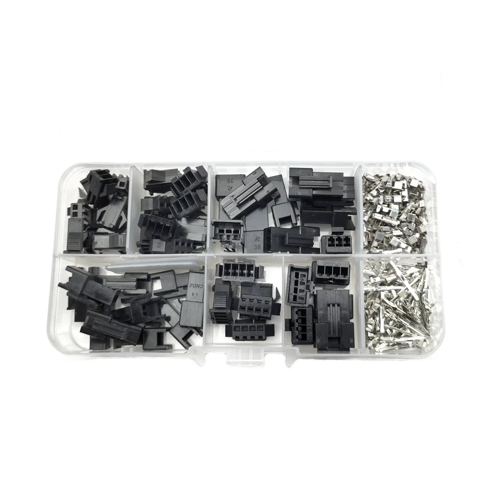 25 Sets in Box SM2.54 2p 3p 4p 2.54mm Pitch Male / Female Pin Header Crimp Terminal Connector Assortment Kit