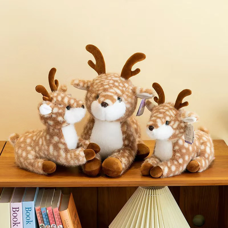 Cute Simulation Sika Deer Plush Toys Christmas Deer Toy Stuffed Animal Dolls Toys Soft Plush Pillow Home Decoration Xmas Gifs