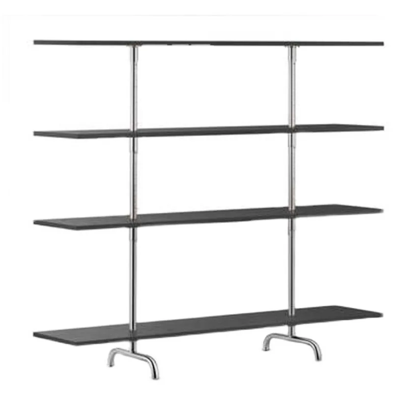 

Medieval stainless steel retro three-layer wall magazine floor-to-ceiling bookshelf, with wheel stor