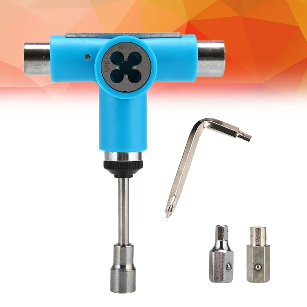 

All-in-One Multi-Function Skateboard Tool Portable T-Tool for Skateboards Longboards Mini Skateboards Cruisers Blue