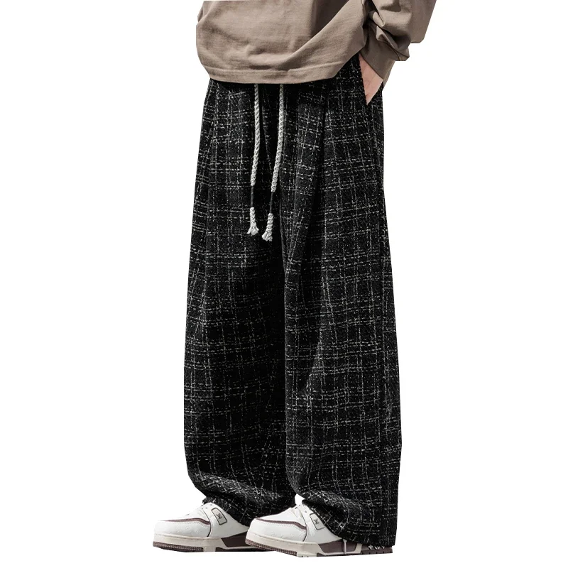 Men's Trendy Casual Trousers Spring Autumn Loose Fit Plaid Pants, Blend of Leisure & Light Business Style, Fashion Meets Comfort