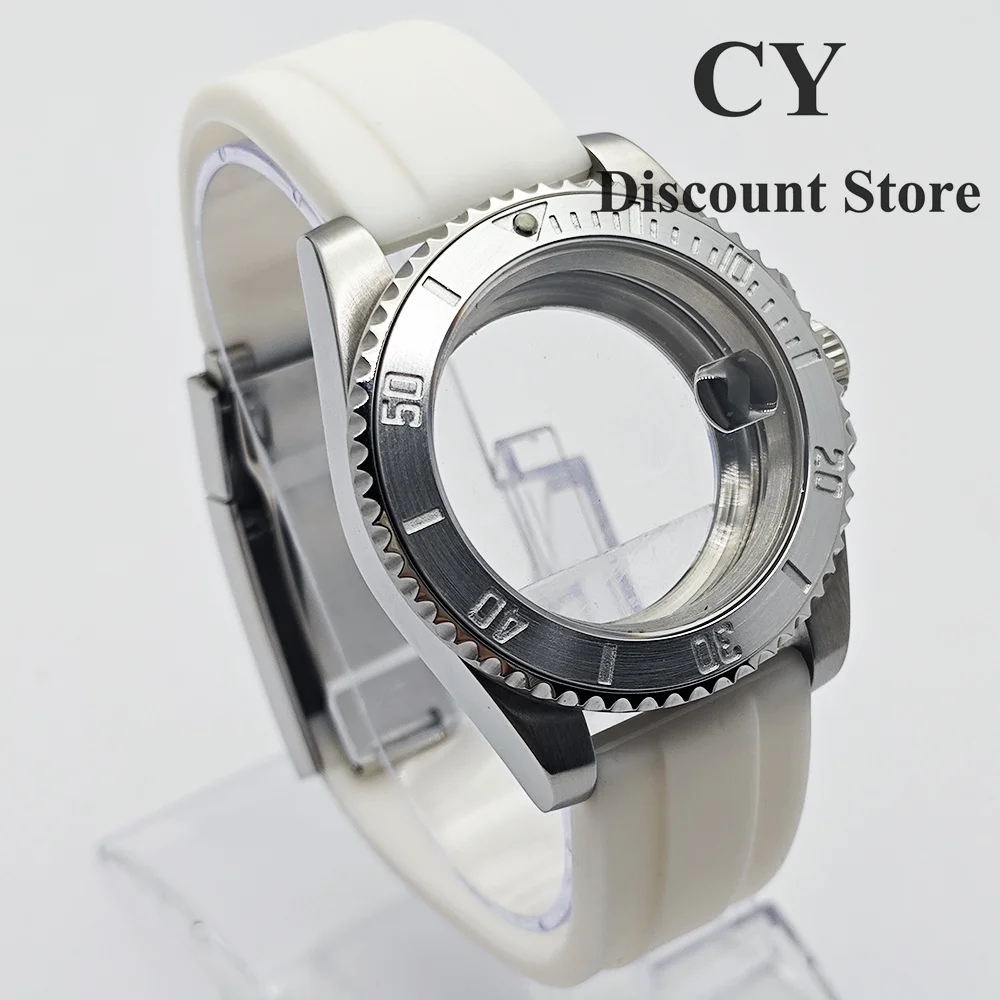 RICHUS 40mm Silver Watch Case with Sapphire Crystal DIY Watch Modding Parts for NH35 ETA2824 ST2130 Miyota82 Movement