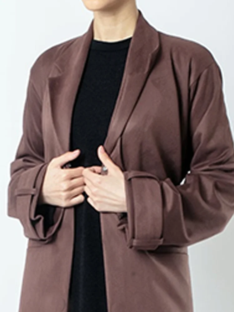 Jaket Suede untuk wanita, mantel Suede Abaya untuk wanita, jaket hangat Trench dengan sabuk syal, pakaian luar ruang, kerah Lapel ramping, kardigan terbuka