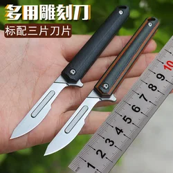 G10 Folding Scalpel Knife, Outdoor Multi-function Cutting Tool, Blue Pocket Knife Bearing System