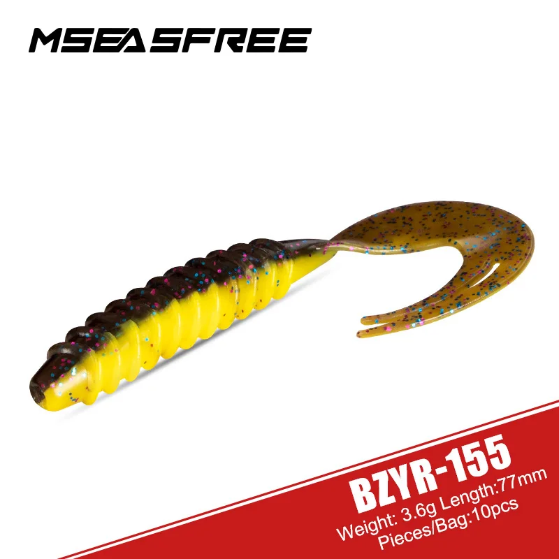 MSEASFREE-Bionic Artificial Silicone Bait, Swimbait, Bass, Pike, Trout Fishing, Quality Soft Lure, 77mm, 3.6g, 10Pcs per Pack