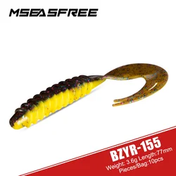 MSEASFREE-바이오닉 인공 실리콘 미끼, 스윔베이트, 배스, 파이크, 송어 낚시, 품질 소프트 루어, 77mm, 3.6g, 팩당 10 개