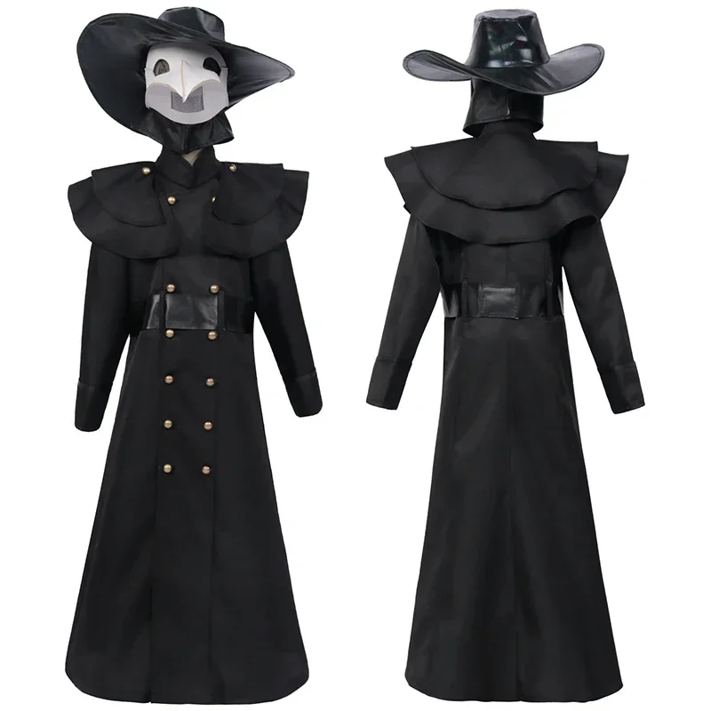 SN66 Adult Kids Halloween Costume Medieval Hooded Robe Plague Doctor Bird Cosplay Horrord Monk Steampunk Carnival Masquerade W&M