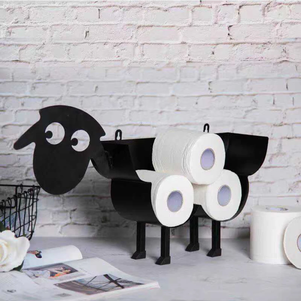 Cute Metal Sheep / Dog Shape Toilet Tissue Rack Iron Free Standing Storage Rack Roll Paper Holder Bathroom Accessories