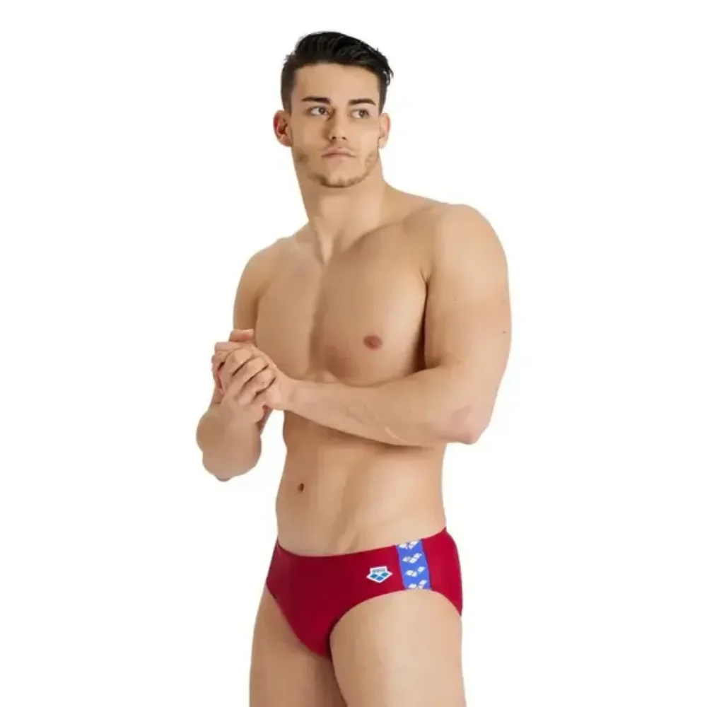 Men's sexy designer swim trunks, padded swim briefs, low-rise men's swim trunks, patchwork color boxers, great summer sale image 5