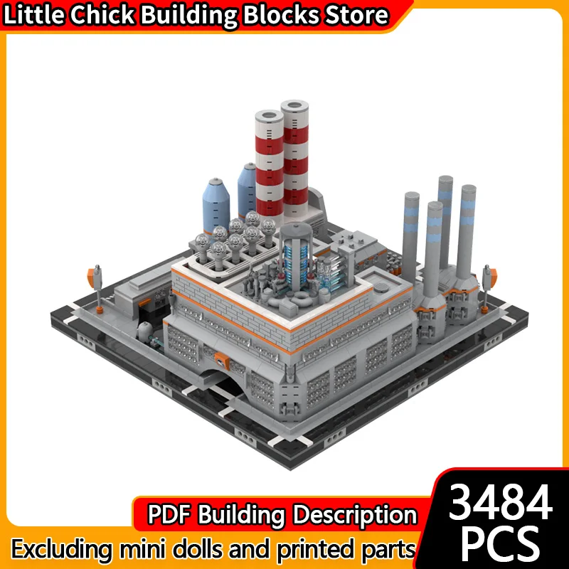 

City Street View Model MOC Building Bricks Urban Power Plant Modular Technology Gifts Holiday Assemble Children Toys Suit