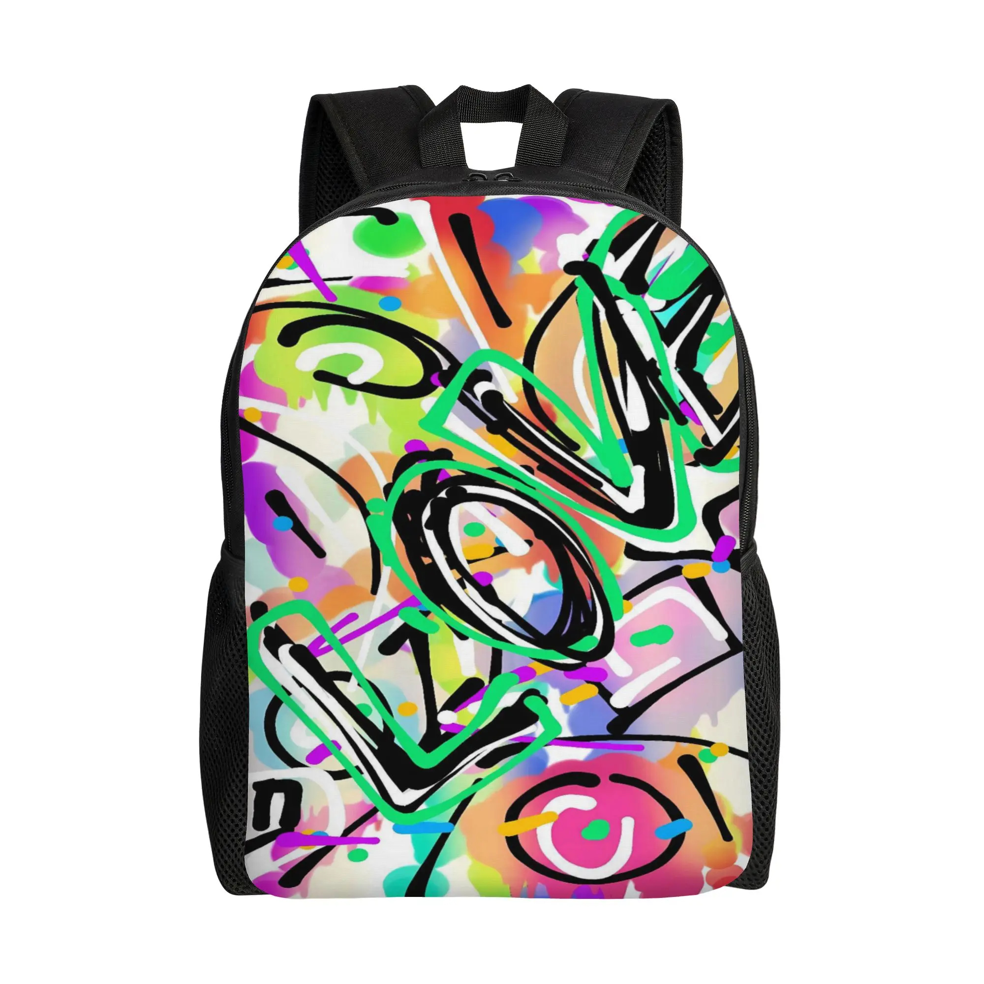 Graffiti Curly Sketch Cartoon Backpack Male  Large Backpacks Polyester Casual School Bags Trekking Design Rucksack