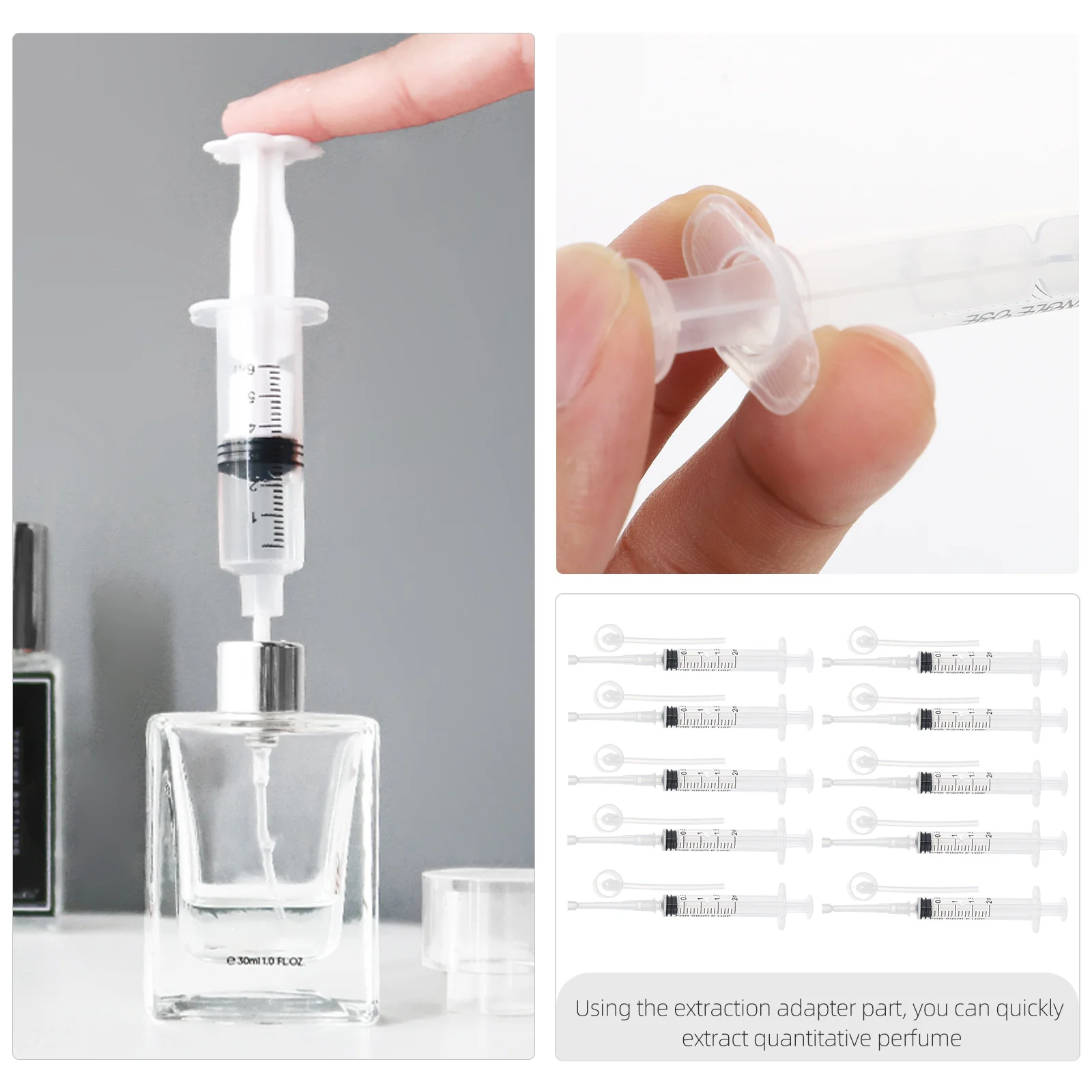 

1 Set Perfume Dispenser Tool Accurate Extraction Press Pump Head Accessory for Liquid Filling Measuring Syringe Perfume