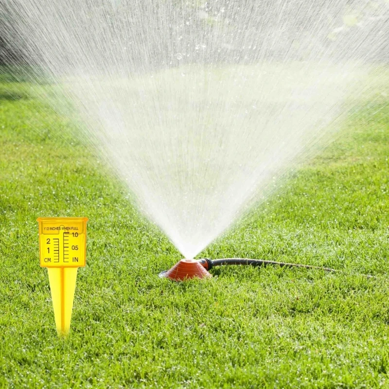 28GF 2-in-1 Rain/Sprinklers Gauges, Yellow Waterfall Rain Gauges Up to 38mm Measurement Tool for Garden Yard