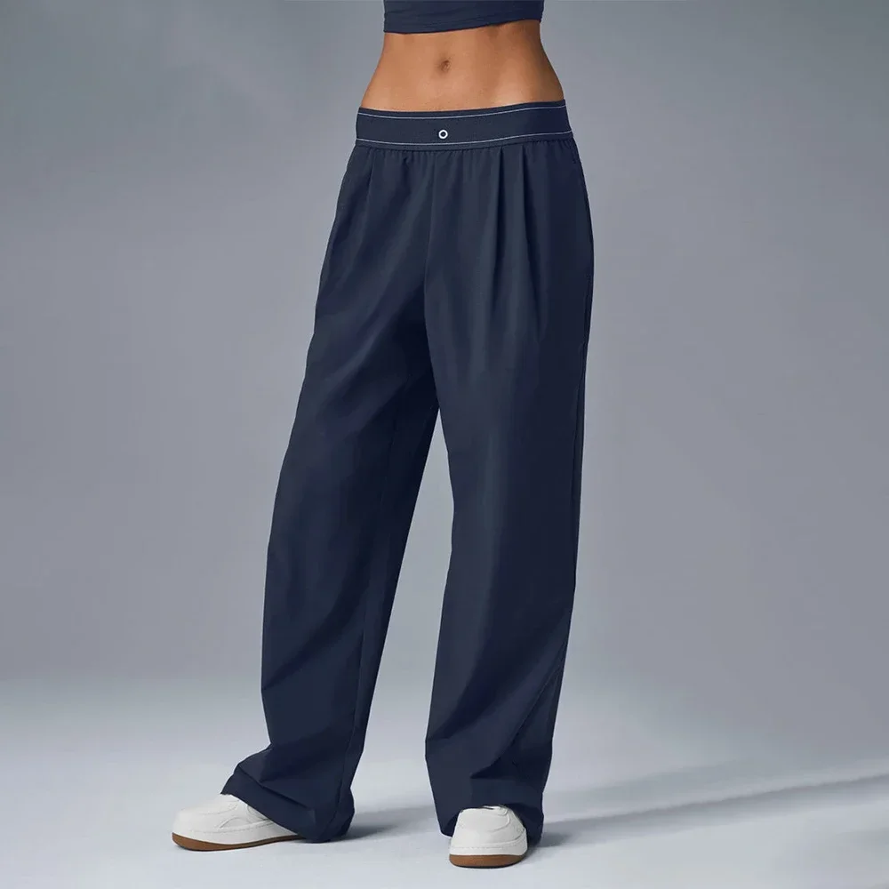 

AL Straight Leg Wide Leg Pants Summer Elastic waist Yoga Sports Pants for Women Comfortable Breathable Outdoor Casual Yoga Pants