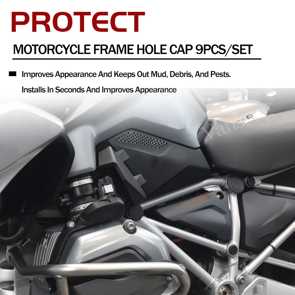 For BMW R1200GS R1250GS LC Adventure 2013-2021 R1250 R1200 GS ADV Frame Hole Cover Caps Plug Decorative Frame Cap Set Motorcycle