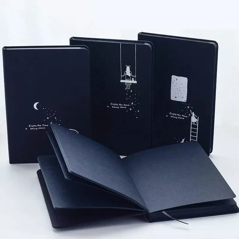 New A5 Creative DIY Black Inner Page Sketchbook Diary for Drawing Painting Graffiti Notebook Journal