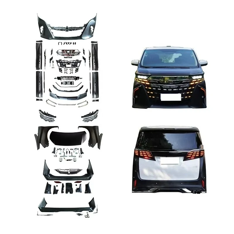 For Alphard 2015-2022 3.0-3.5 Car Body Kit Upgrade New Fog Light Front/Rear Bumpers Bolt-On