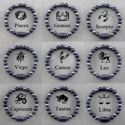 12 Zodiac Sign Bracelet Homme Constellation Bangles Men Cancer Libra Virgo Taurus Bracelet Women Friendship Gift Jewelry on Hand
