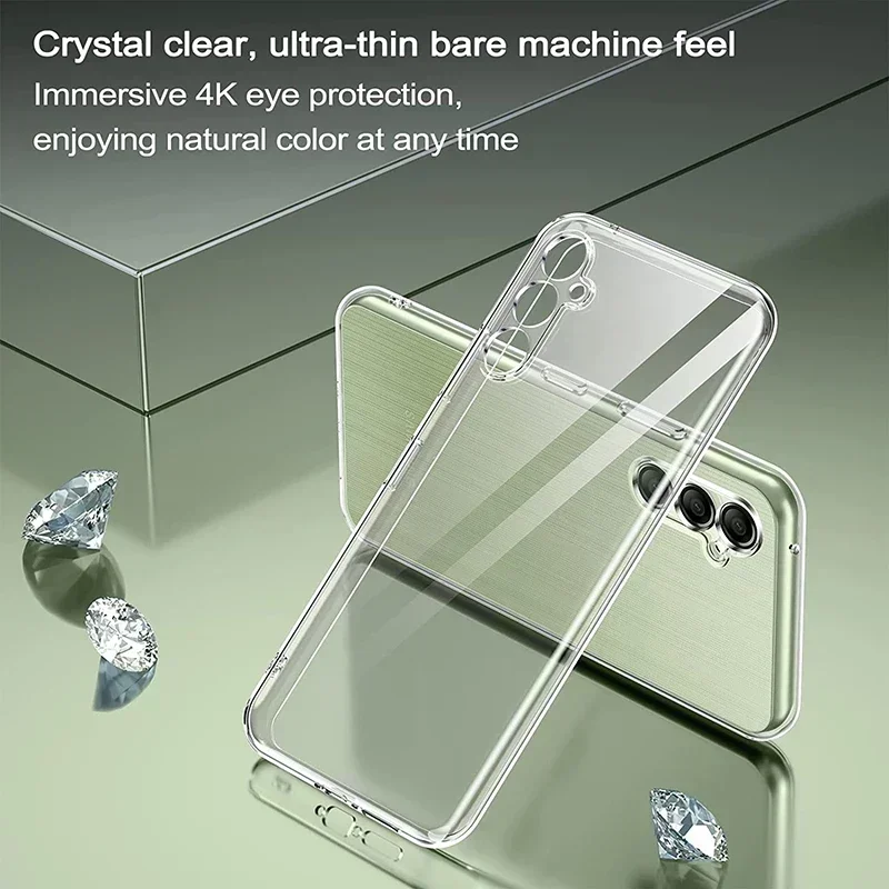 Capa de silicone macia para Samsung Galaxy, proteção completa da câmera, tampa traseira clara, ultra fina, A54, A34, A14, A04S, A04, 5G